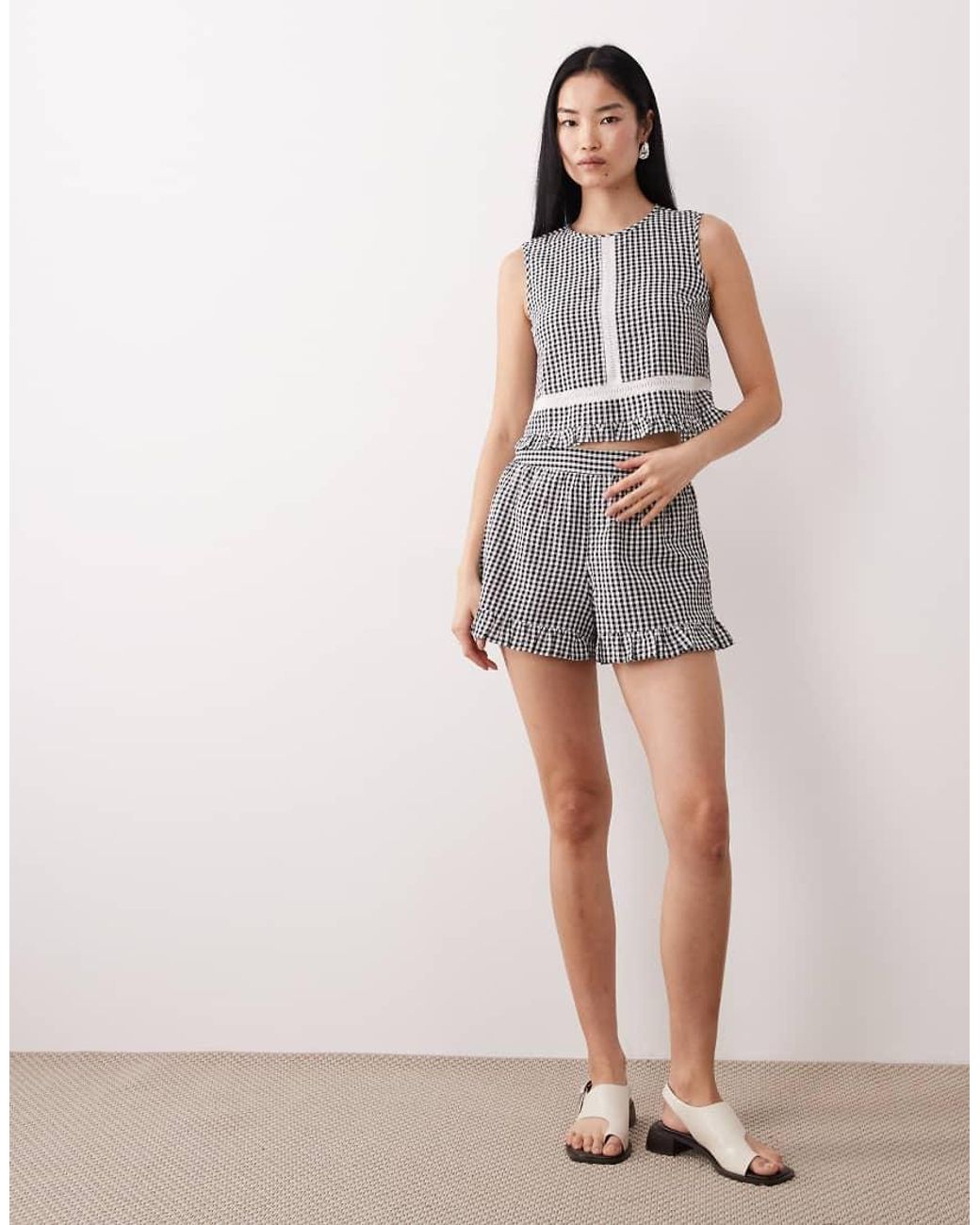 Wednesday's Girl Gray Co-ord Sleeveless Smock Top With Broderie Detail