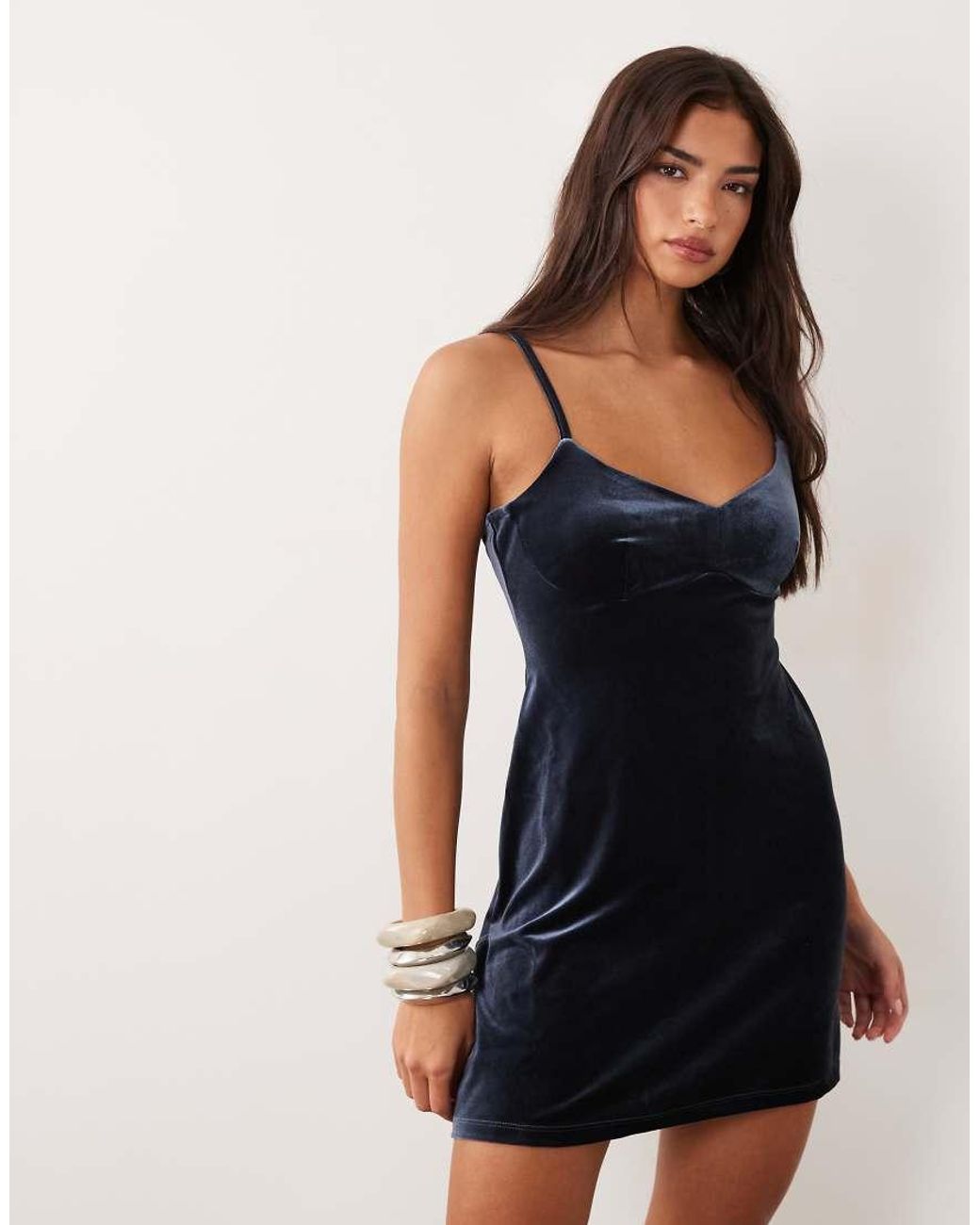 New Look Multicolor Strappy Velvet Mini Dress