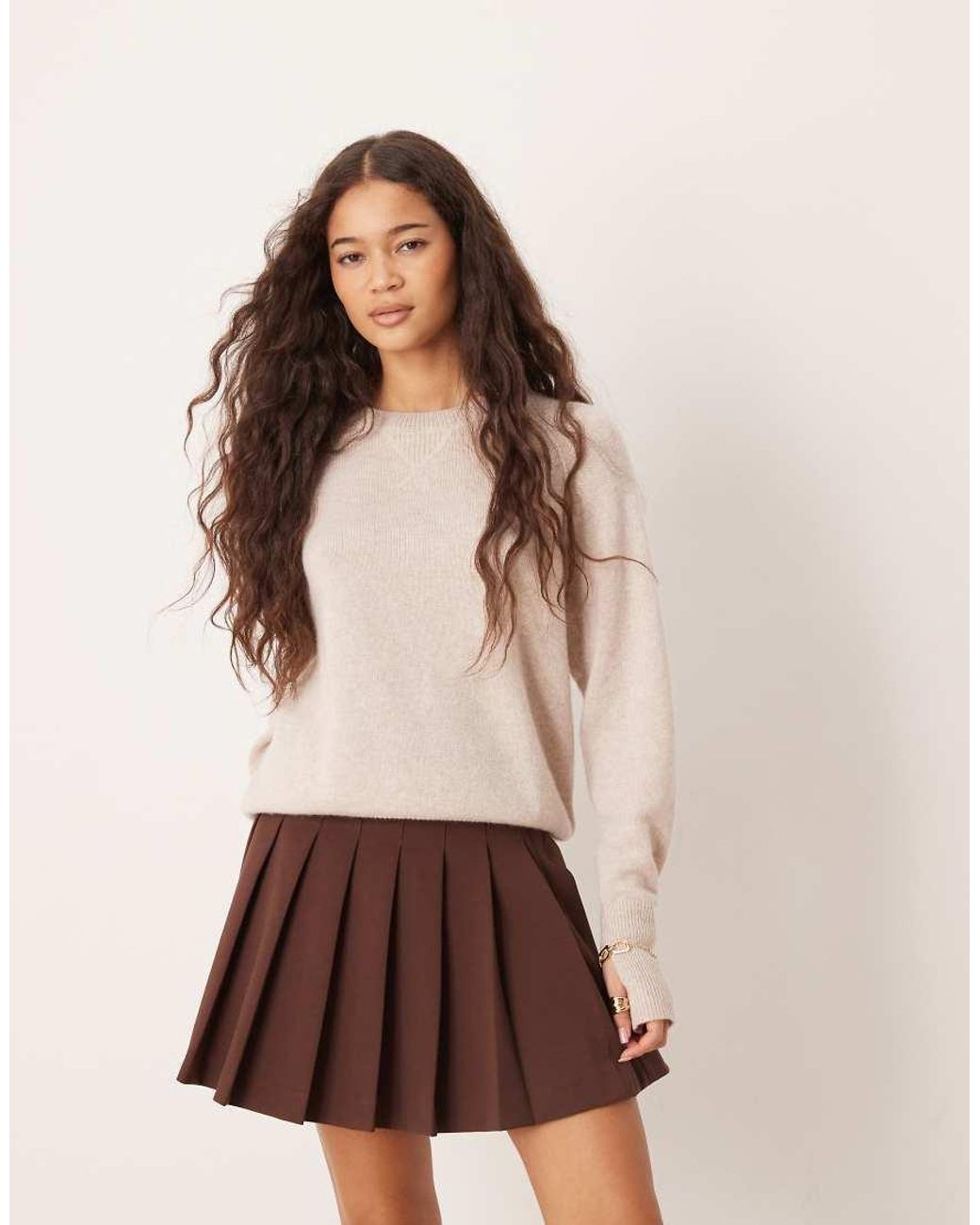 ASOS Geplooide Minirok in het Natural