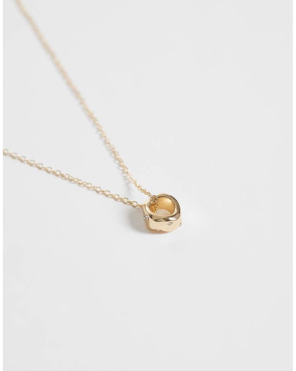 ASOS White Fine Chain Necklace With Round Pendant