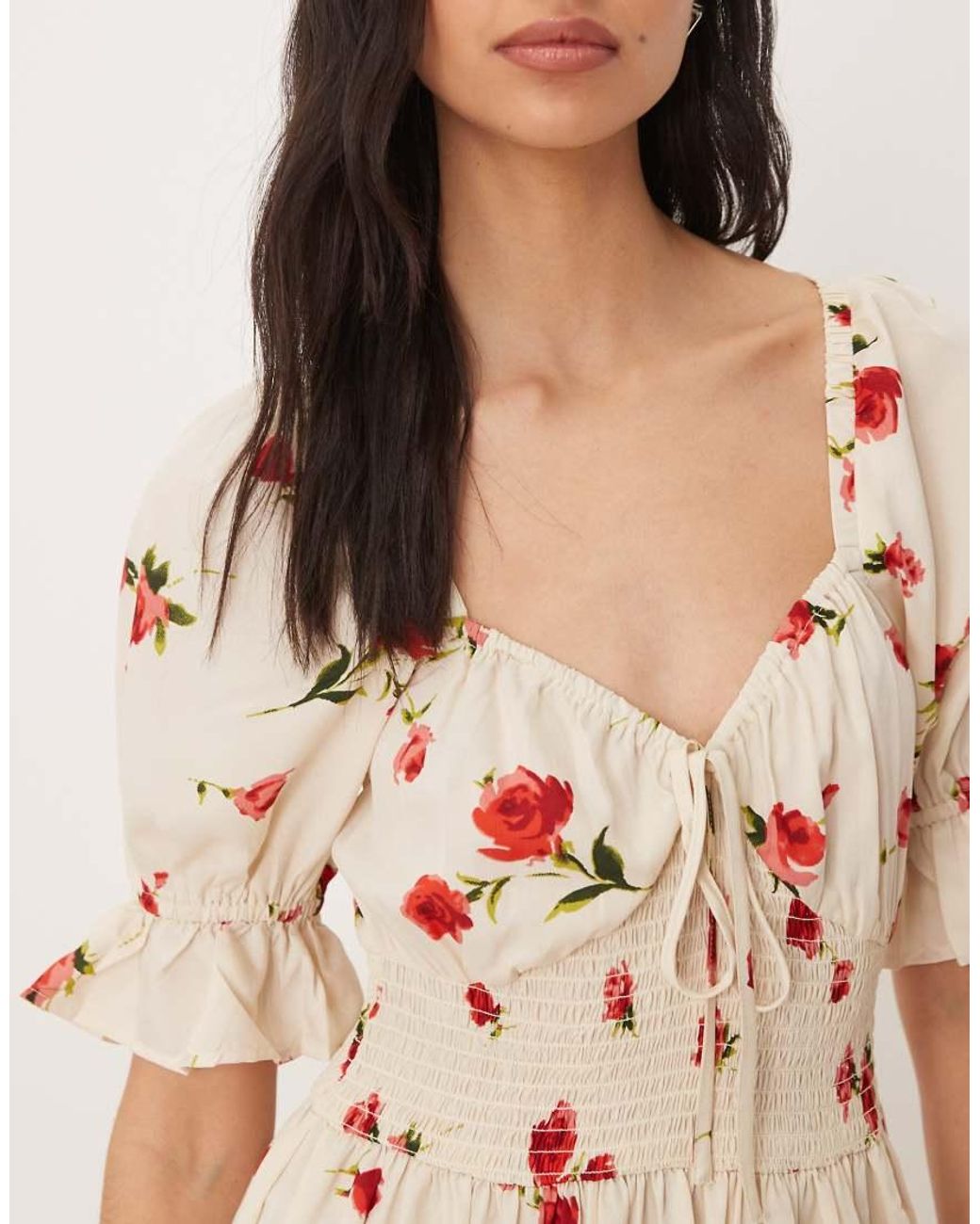 Wednesday's Girl Natural Short Sleeve Floaty Midaxi Dress