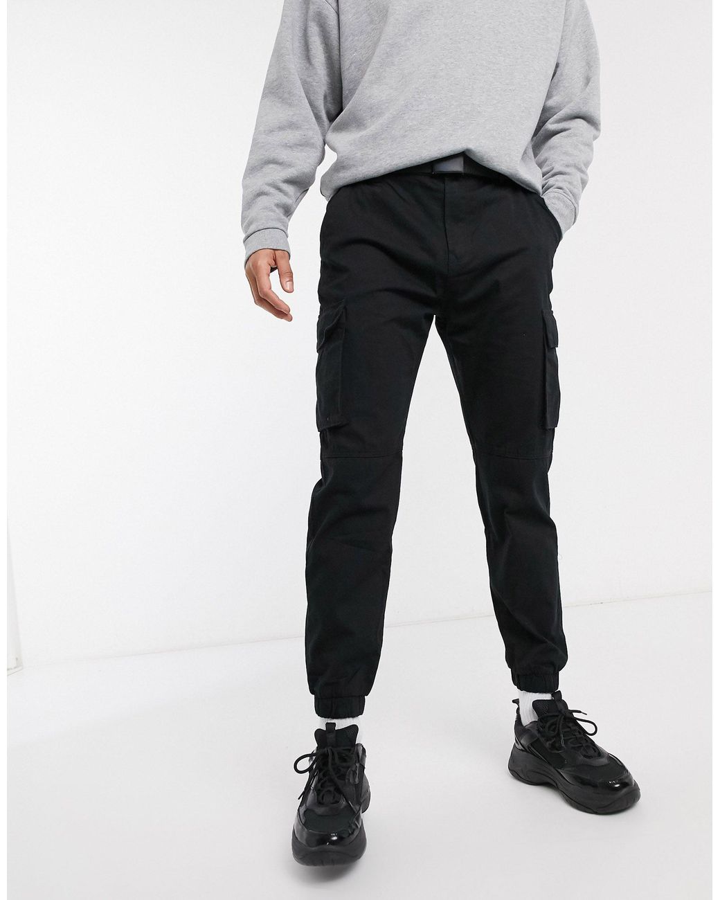 Pantalon avec ceinture clearance bershka