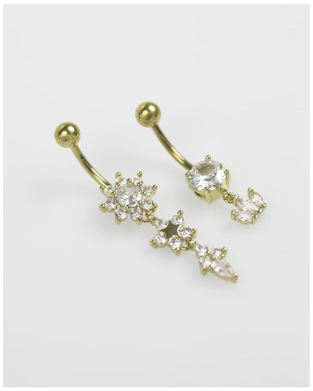 Lovisa White Plated Surgical Steel Flower Power Belly Bar 2-Pack
