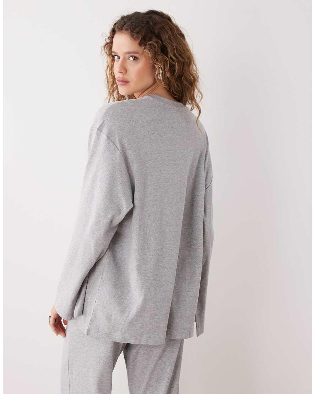 Weekday Gray Co-Ord Lounge Oversized Long Sleeve Top