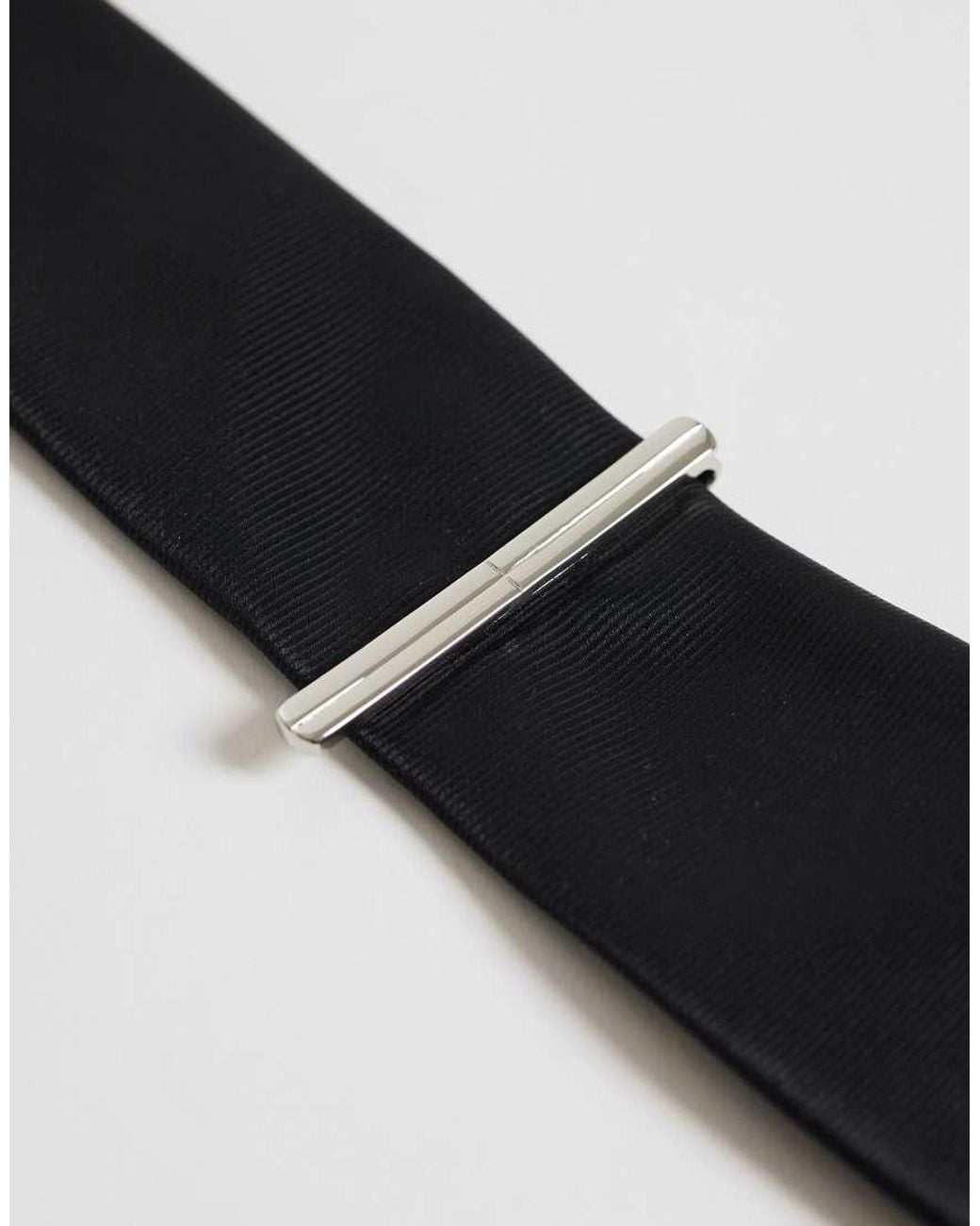 ASOS White Engraved Line Tie Bar for men