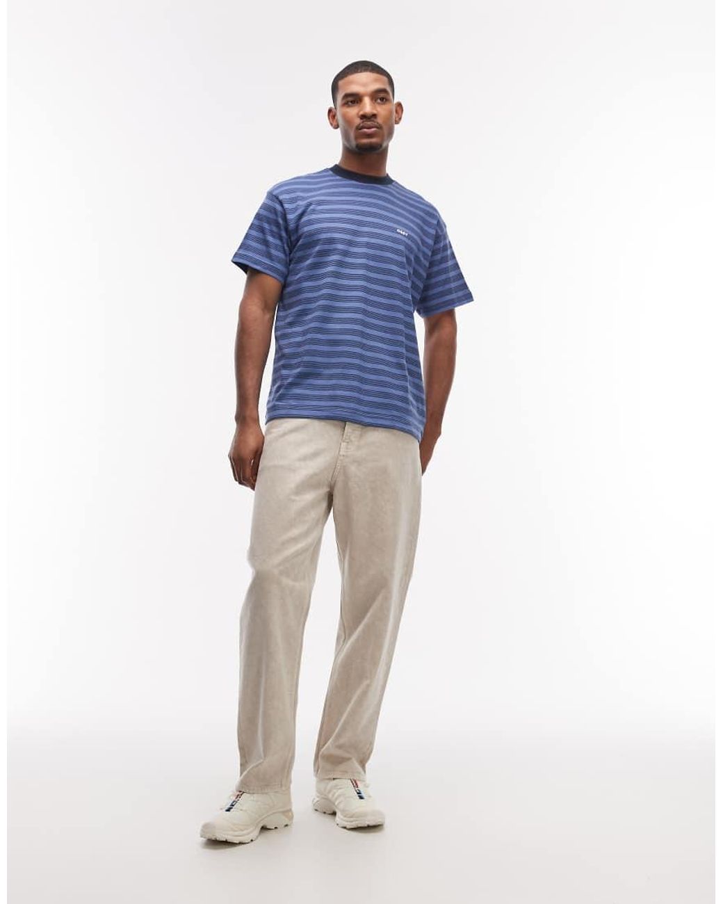 Obey Blue Cordell Short Sleeve Striped T-shirt for men