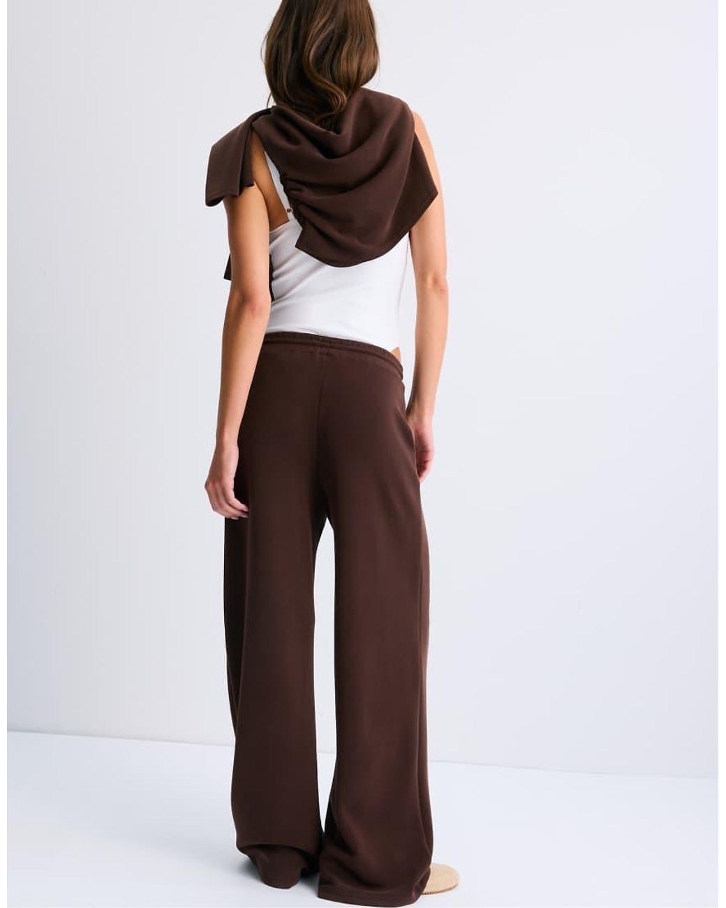 Stradivarius Brown Soft-Touch Palazzo Trousers