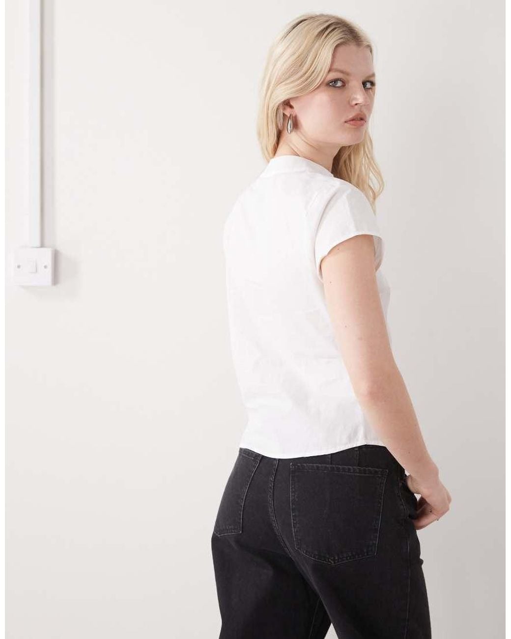 Collusion White Button Detail Fitted Blouse