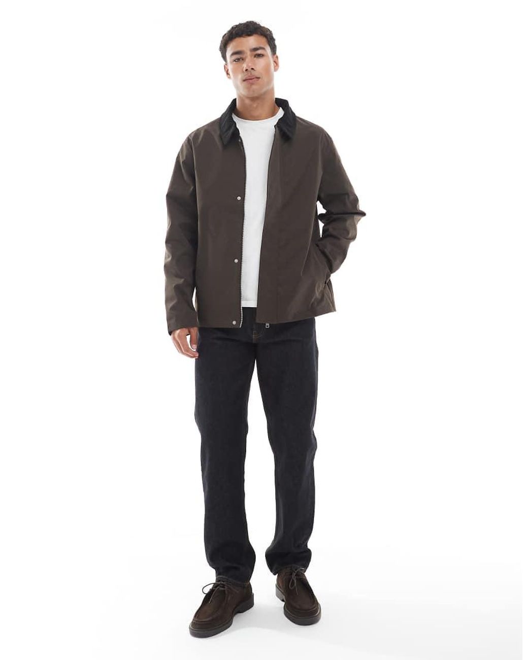 Jack & Jones Gray Harrington Jacket With Cord Collar for men