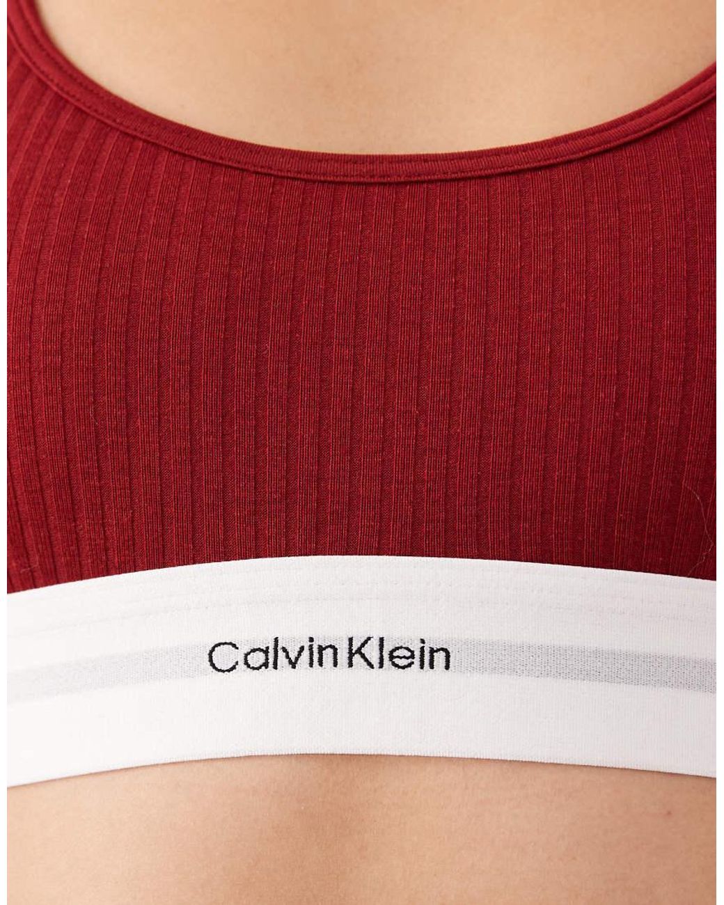 Calvin Klein Red Cotton Modal Rib Bralette
