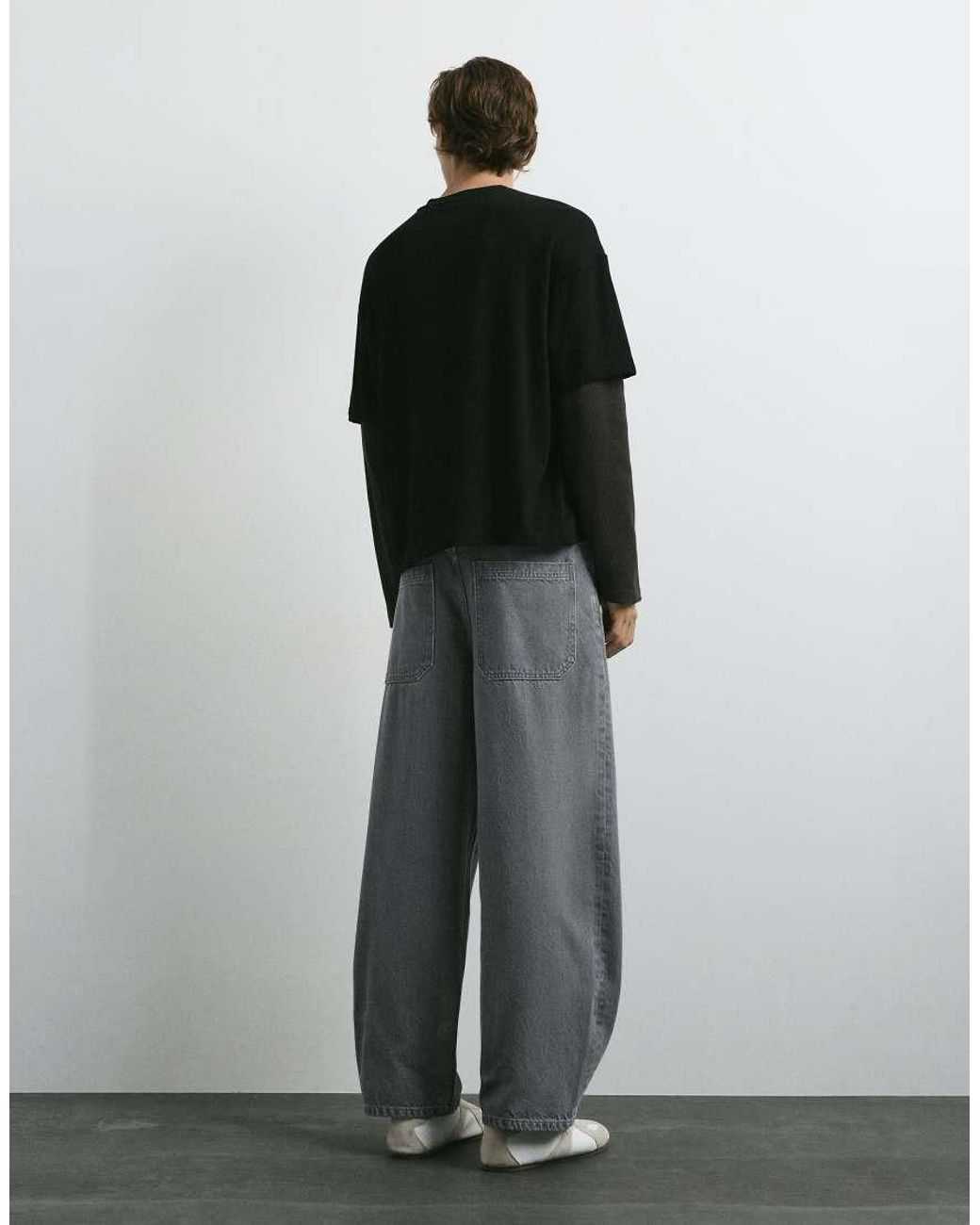 Pull&Bear Gray Barrel Jeans for men