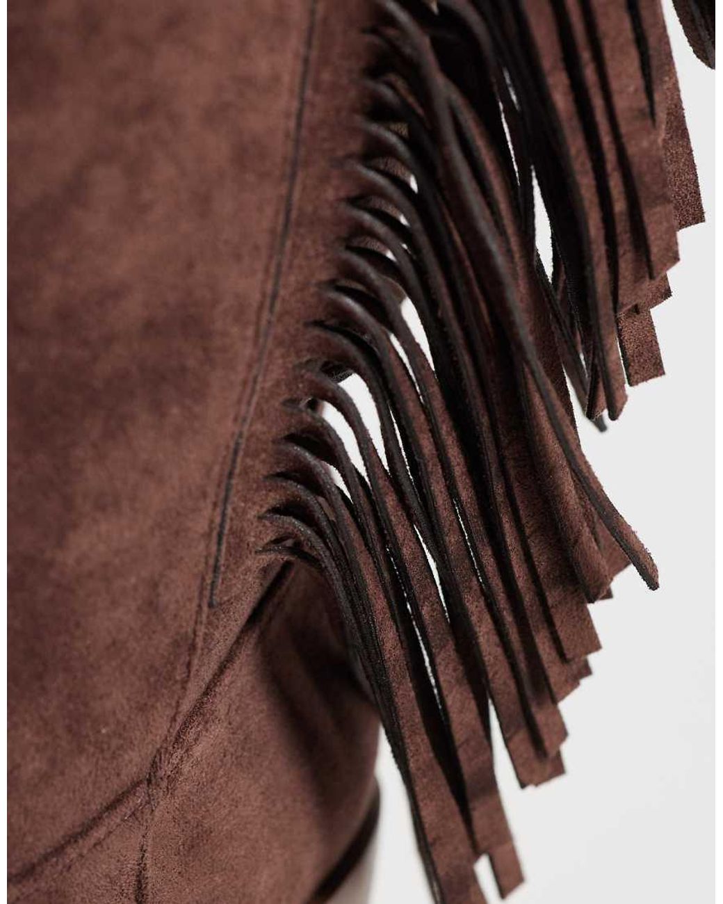 SIMMI Brown Simmi London Santo Wide Fit Western Mid Ankle Boots With Fringes