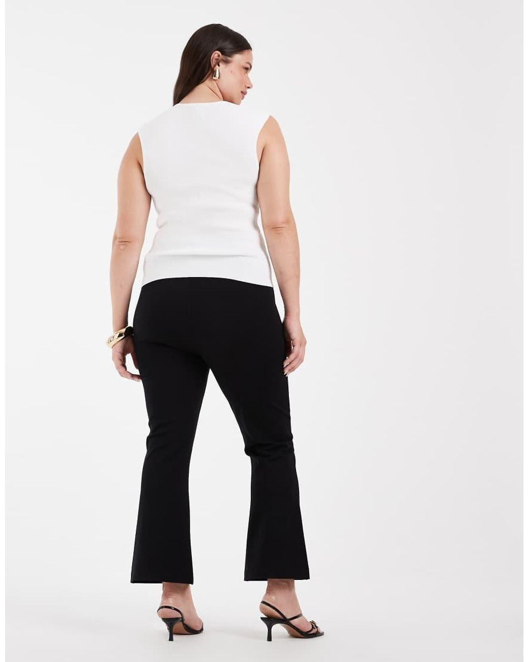 Vero Moda Black Sculpting Stretch High Waist Pleat Front Flare Trouser