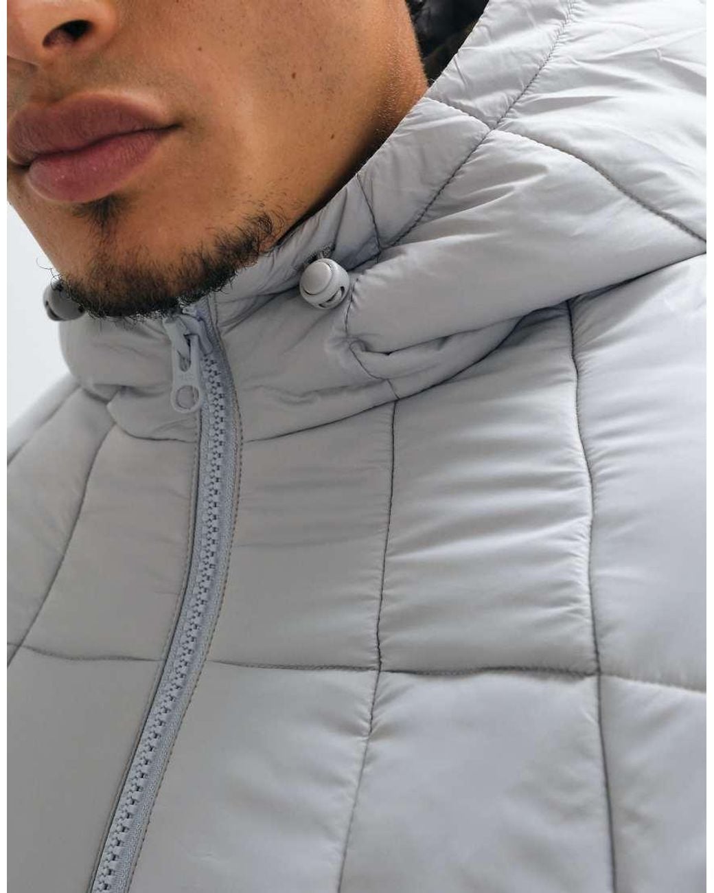 ASOS Gray Quilted Puffer Jacket for men