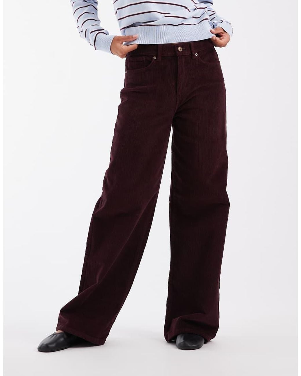 ONLY White Hope High Waist Wide Leg Cord Trousers