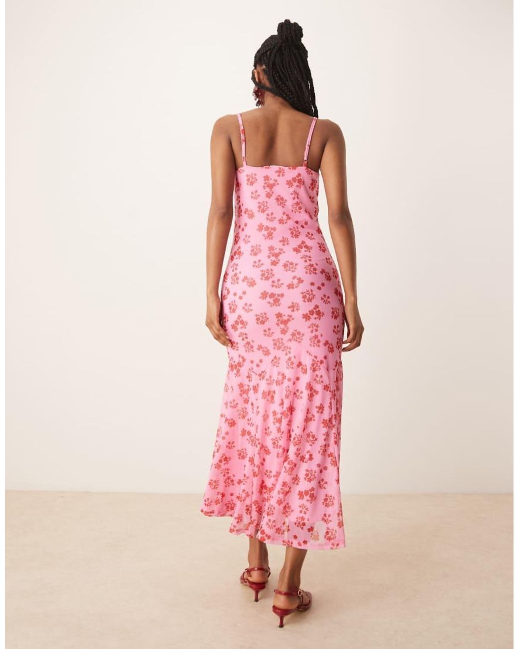 Vila Pink Mesh Square Neck Cami Maxi Dress