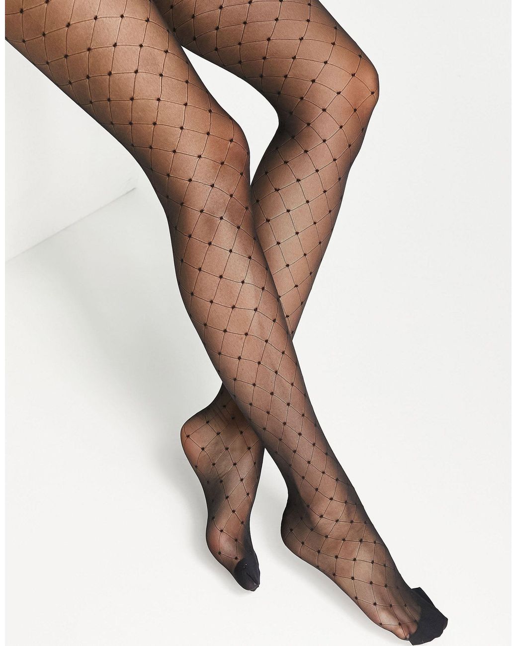 Gipsy Sheer Diamond And Spot Tights in Black