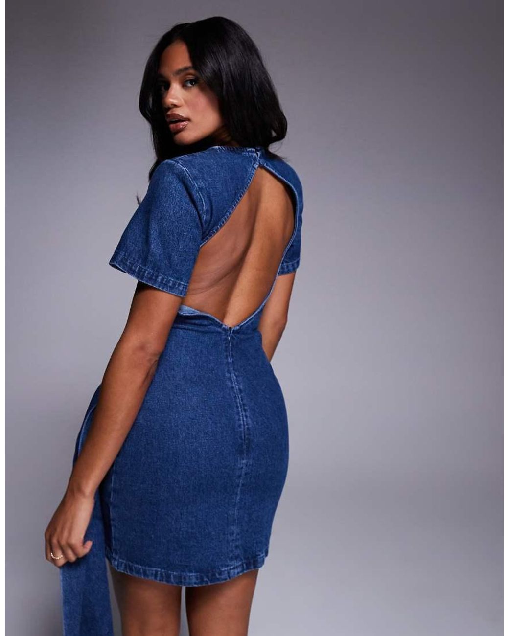ASOS Blue T-Shirt Dress With D Ring Drape Detail