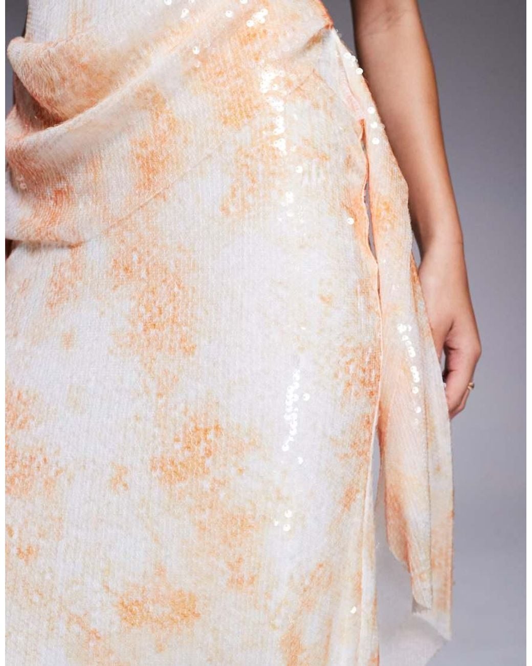 ASOS Gray Printed Sequin Halter Maxi Dress