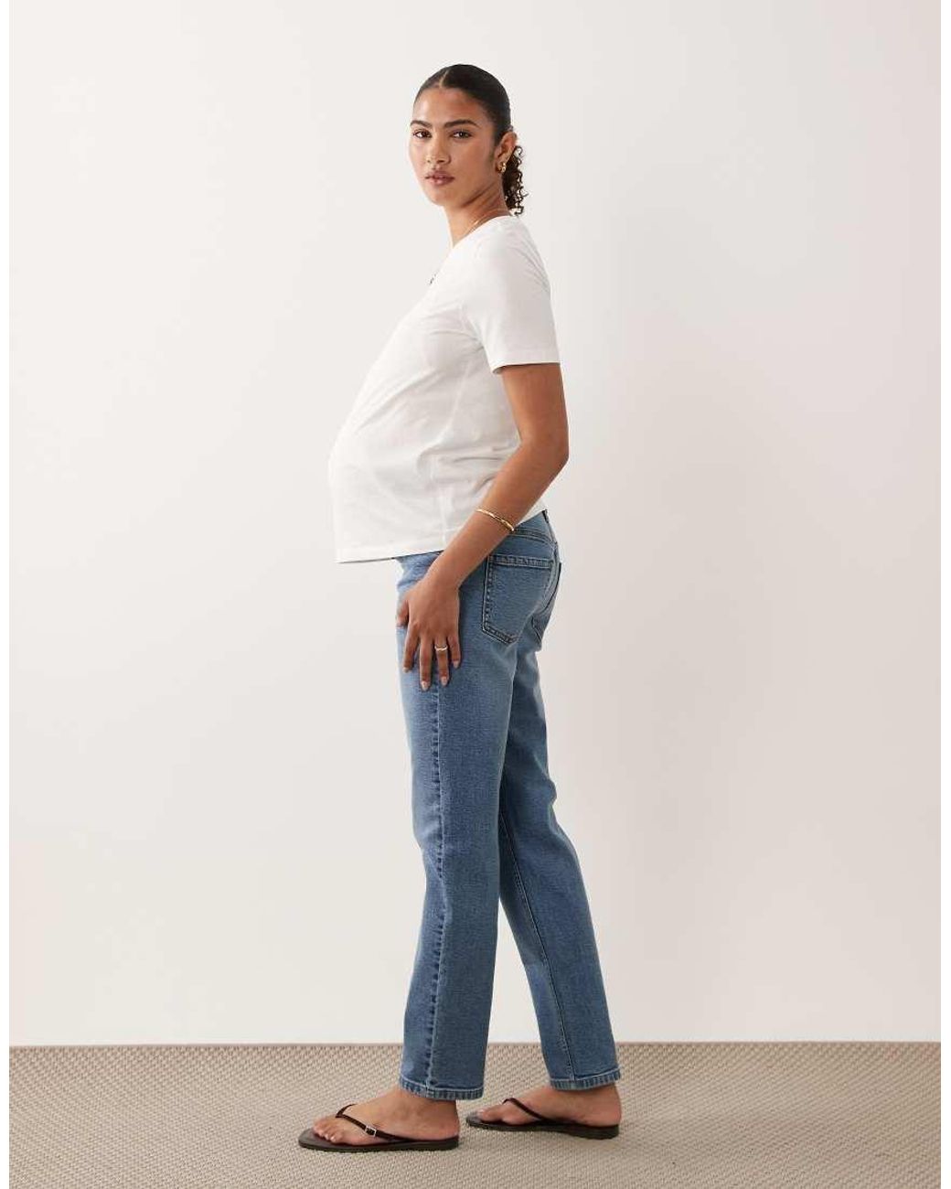 ASOS Blue Asos Design Maternity Slim Fit Mom Jeans