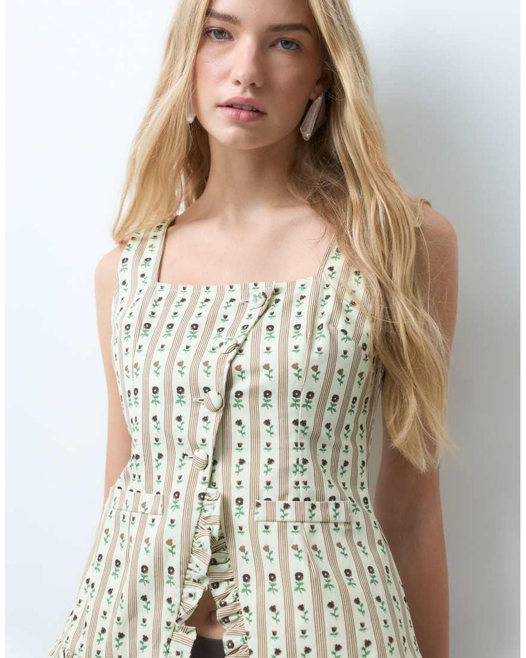 House Of Sunny White Co-ord Vintage Rose Co-ord Top
