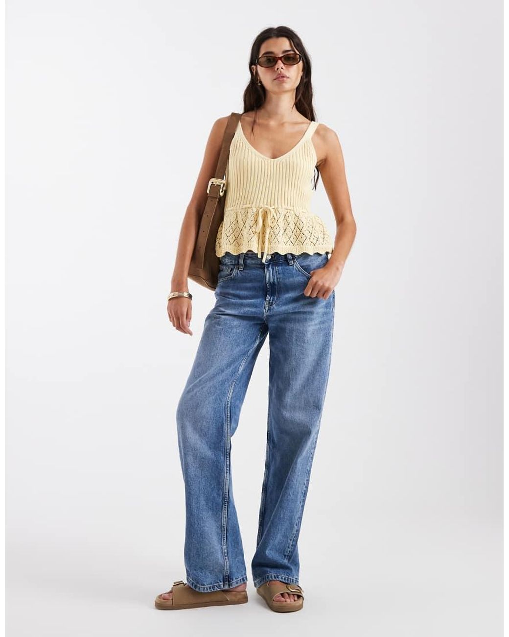 New Look Blue Knitted Peplum Singlet