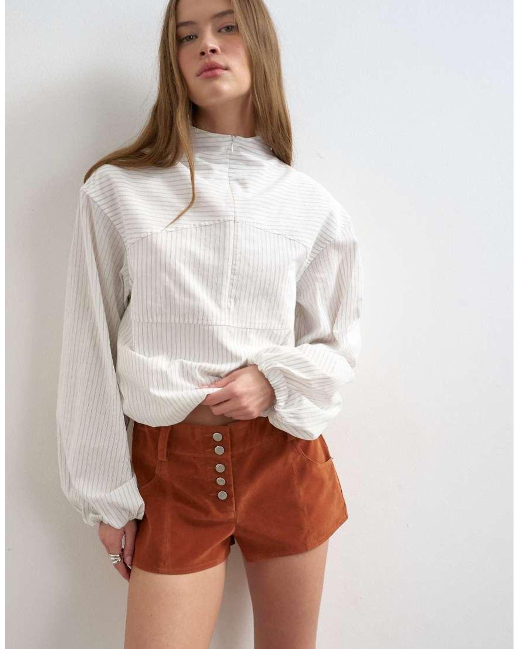 TOPSHOP White Faux Suede Micro Short