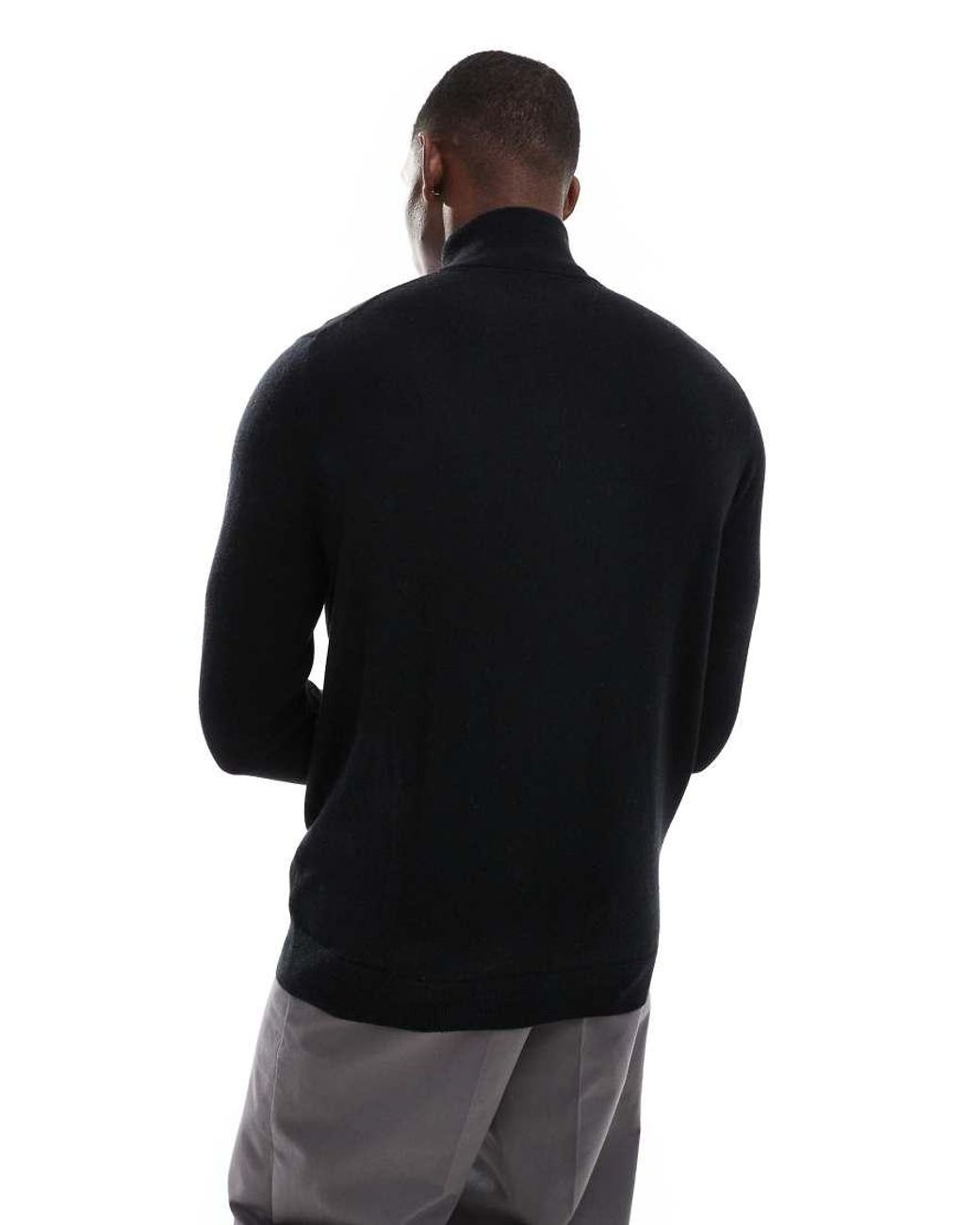 Lyle & Scott Black Merino Quarter Zip Jumper for men