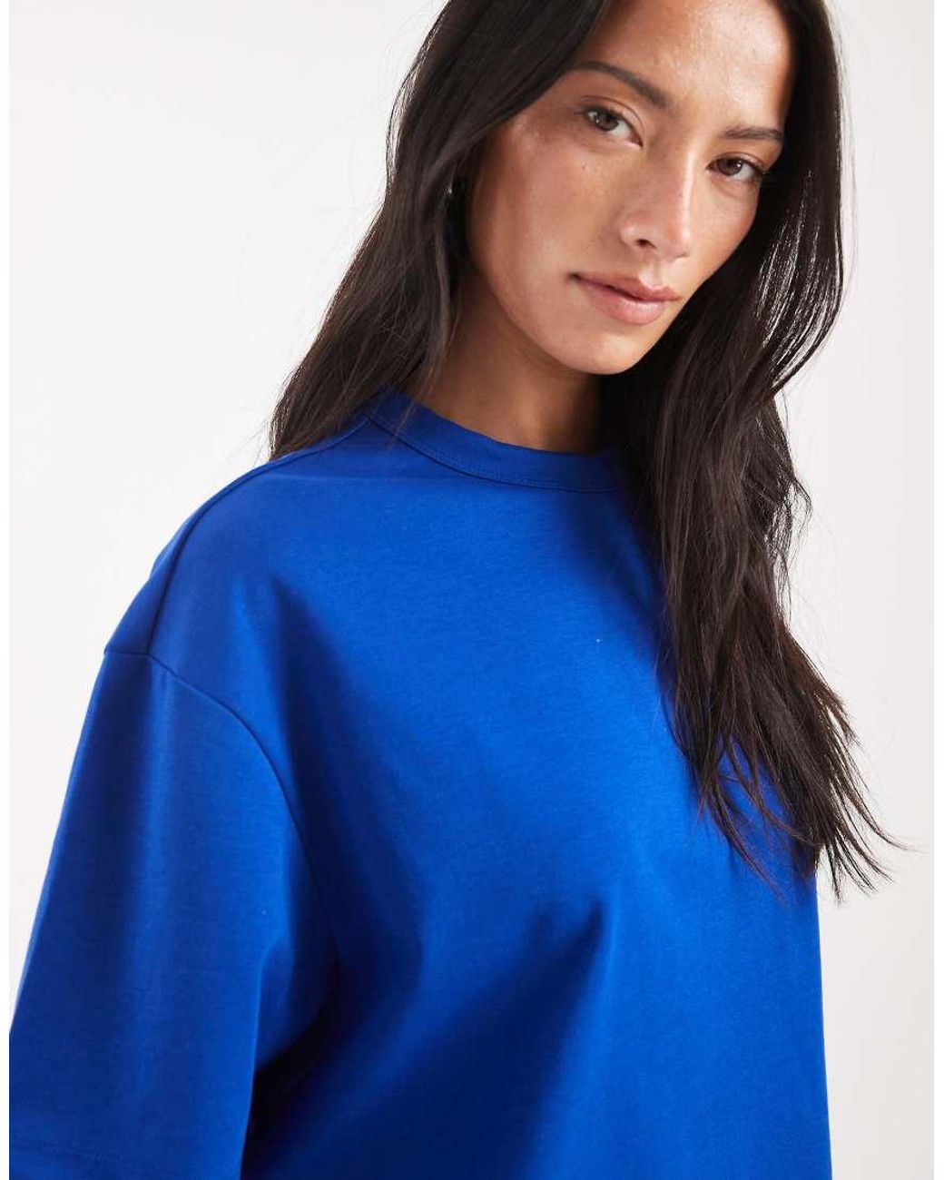 ASOS Blue Breathemaxtm Interlock Boxy Crop Short Sleeve T-shirt