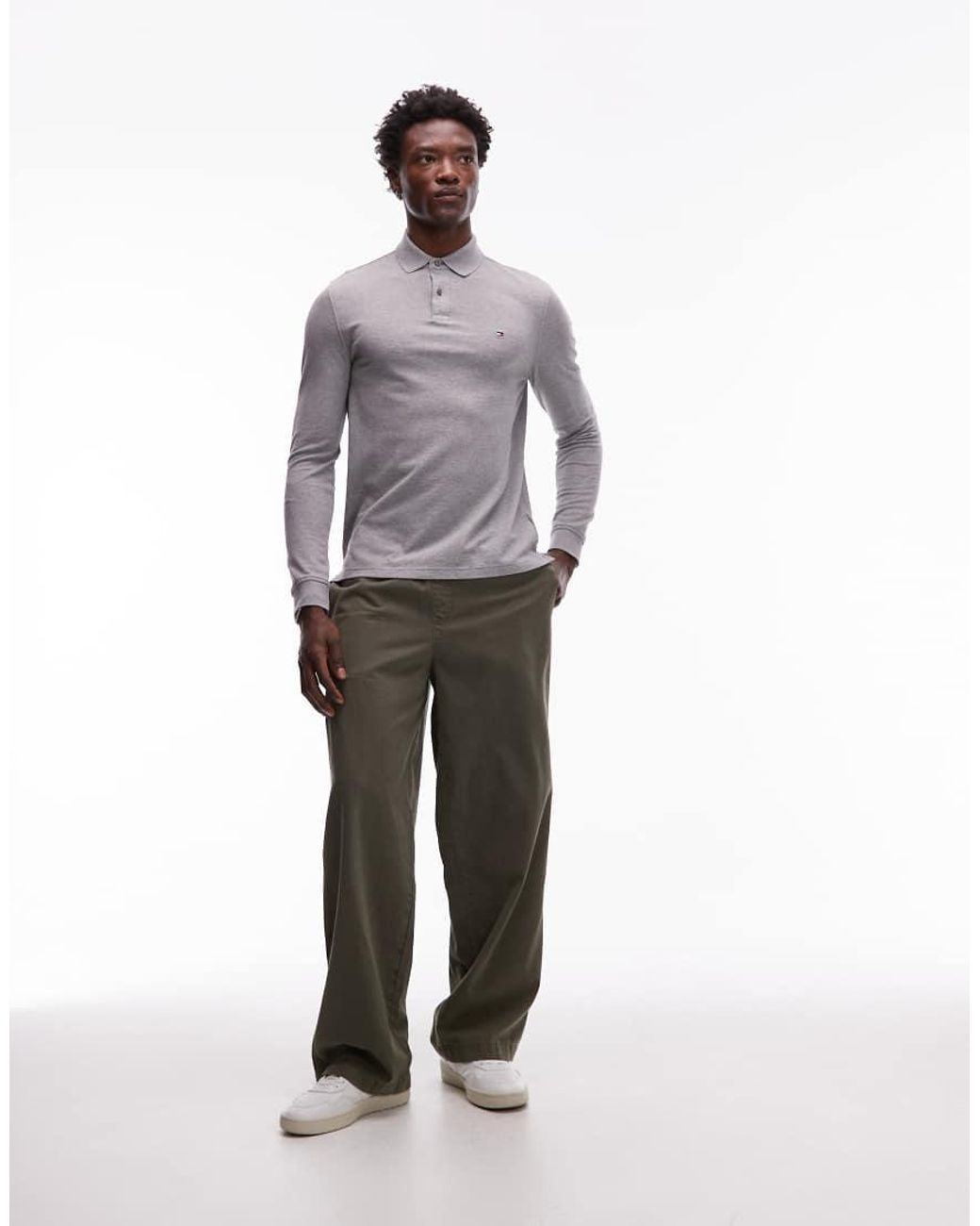 Tommy Hilfiger Gray 1985 Regular Fit Long Sleeve Polo Shirt for men