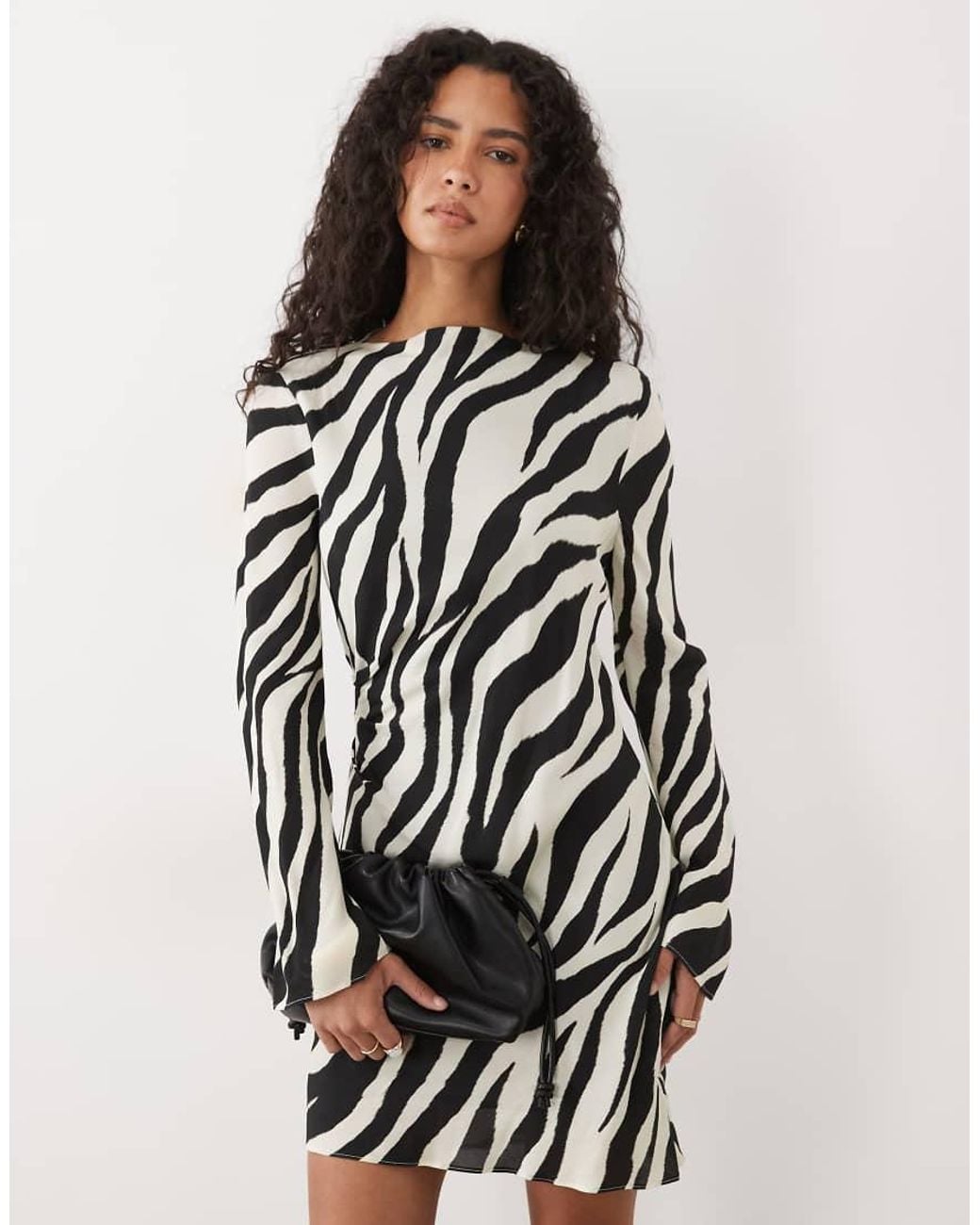 Mango White Long Sleeve Mini Dress