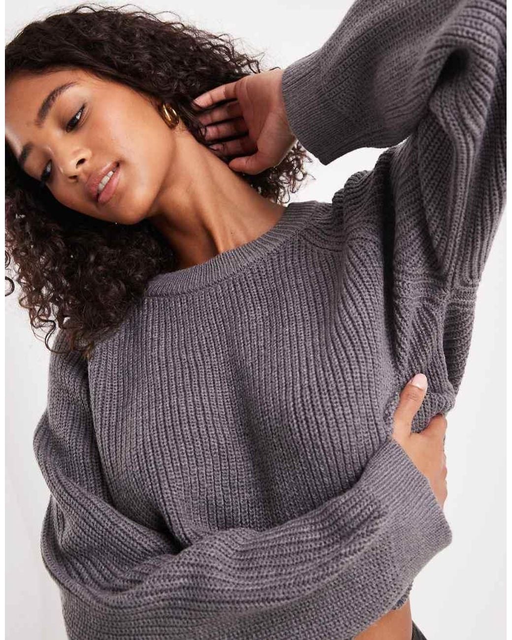 Brave Soul Gray Cropped Knit Crew Neck Sweater