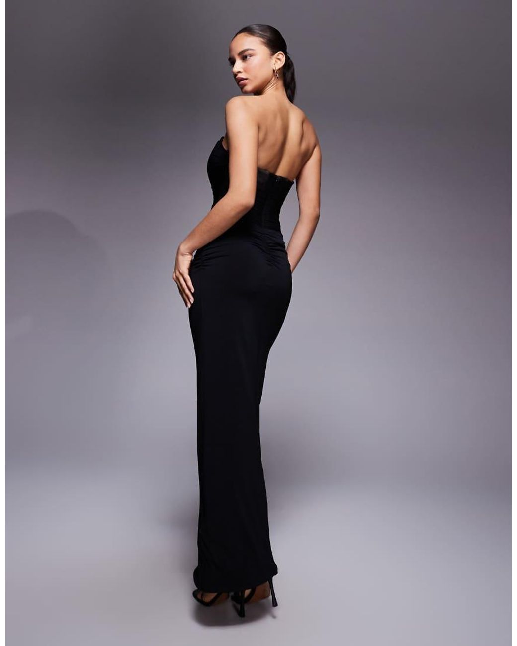 Forever New Blue Corset Mesh Overlay Maxi Dress
