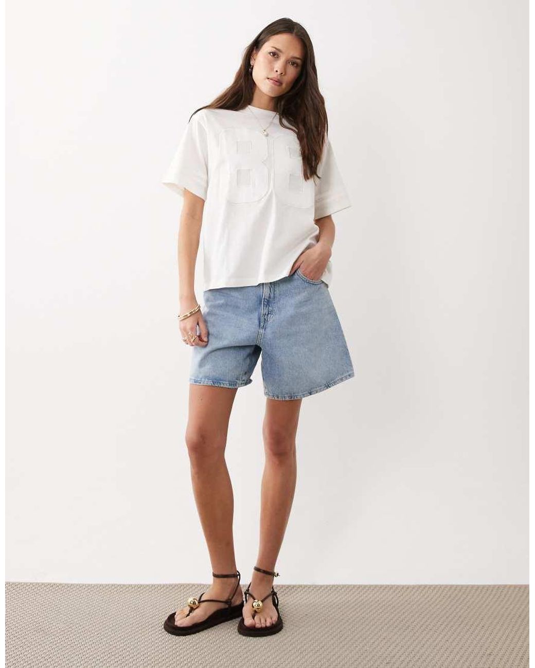 ASOS White Oversized Football T-shirt With Raised 86 Varsity Graphic