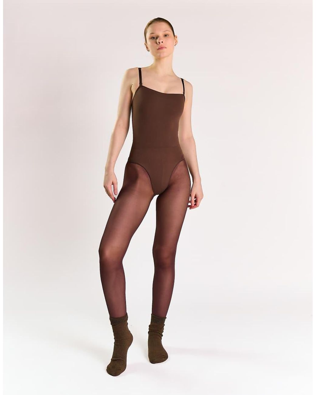 agon® Brown Square Neck Bodysuit