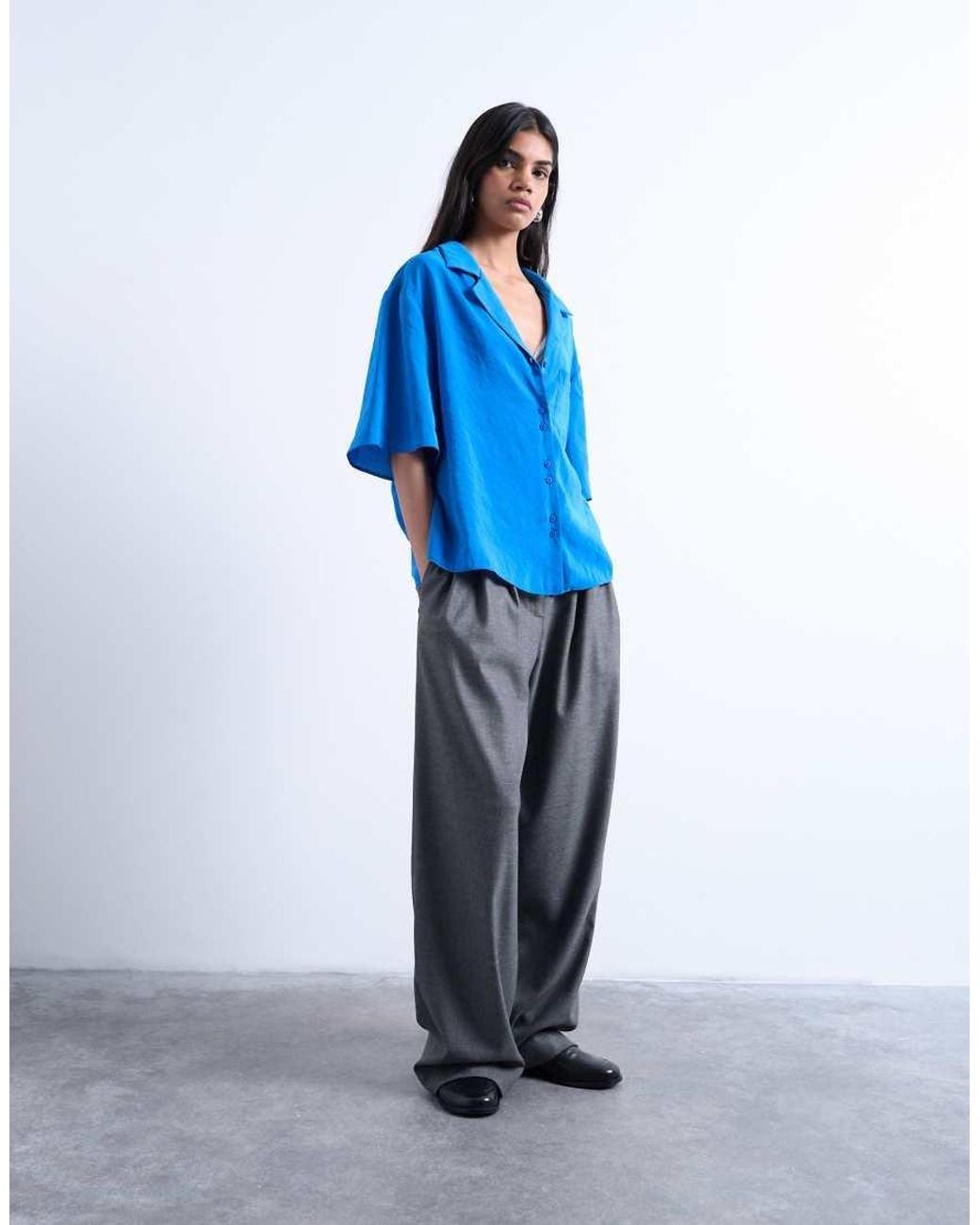 TOPSHOP Blue Super Soft Cupro Shirt