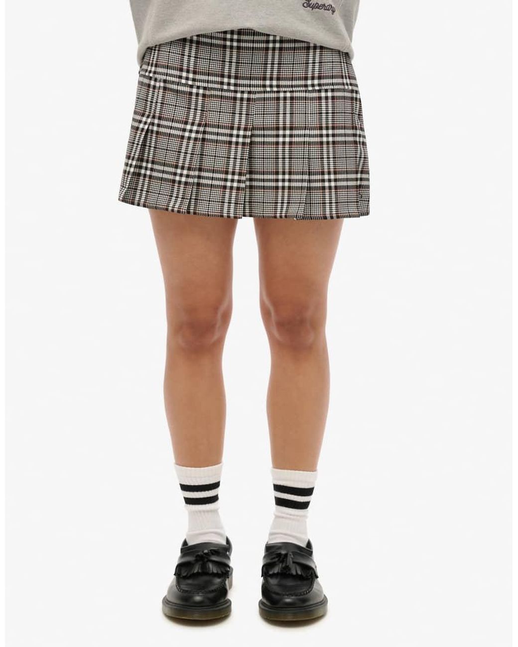 Superdry Gray Vintage Tweed Pleat Mini Skirt