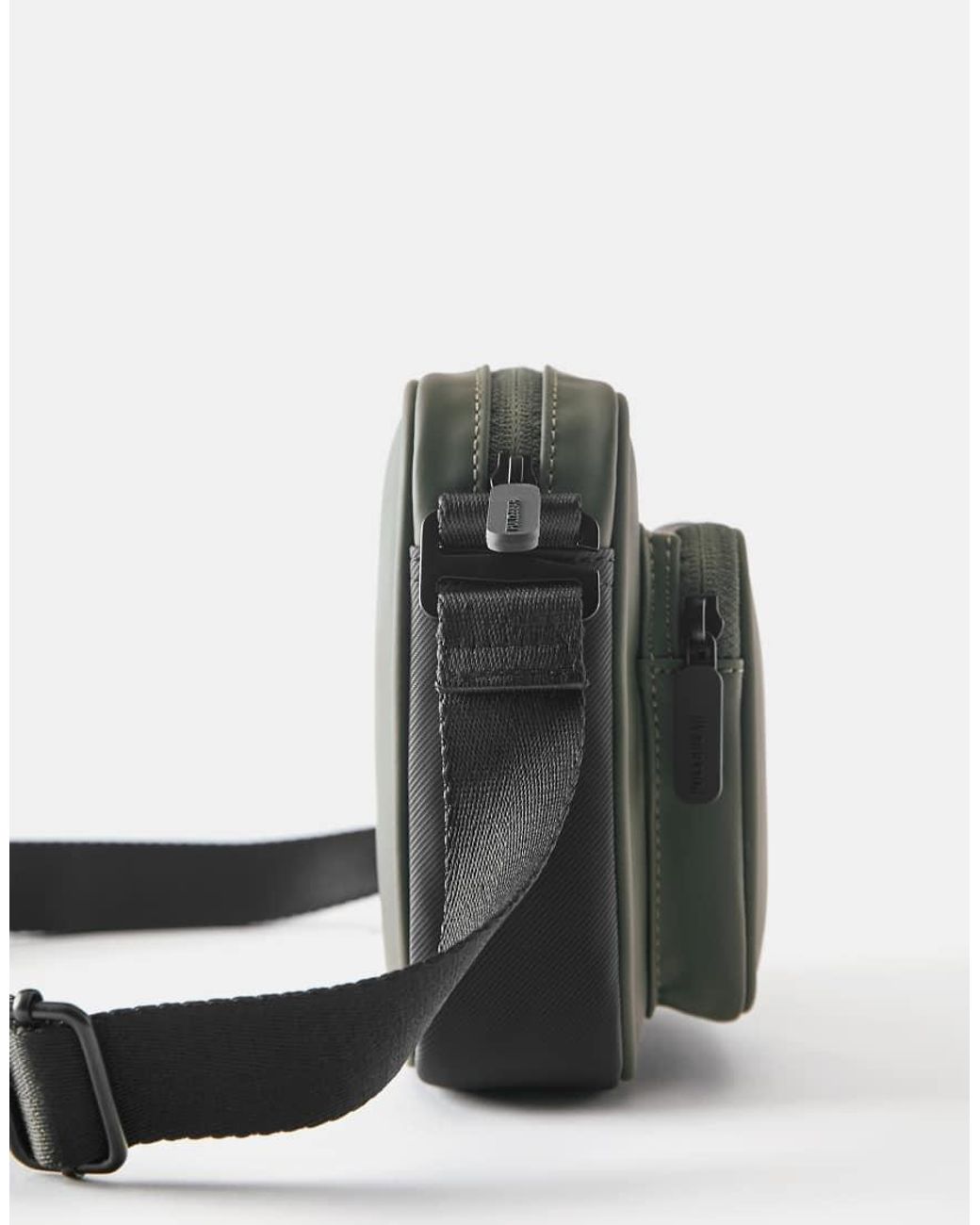 Pull&Bear Green Rubberised Pocket Crossbody Bag for men