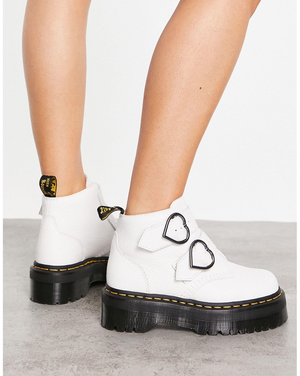 Dr. Martens Devon Heart Boots in White Lyst