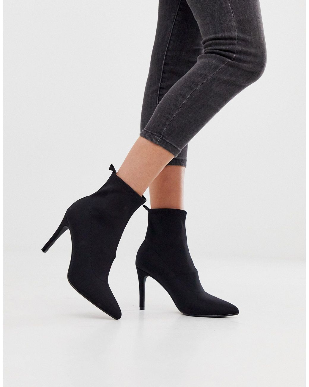 Glamorous Black Stiletto Heel Sock Boots Lyst
