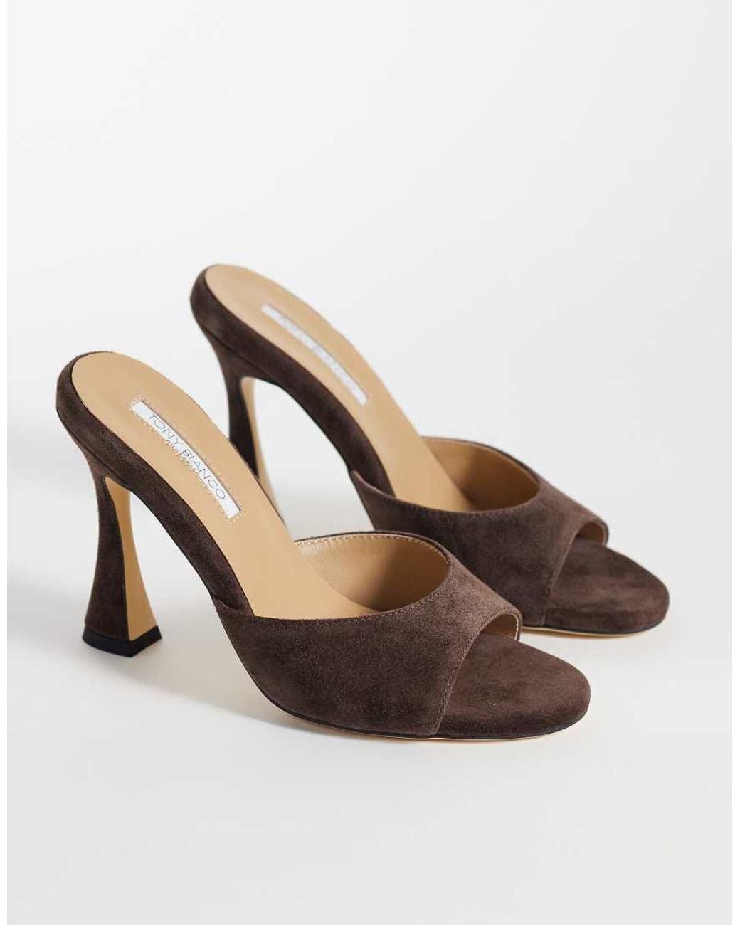 Tony Bianco Brown Victoria Heeled Mule Sandals