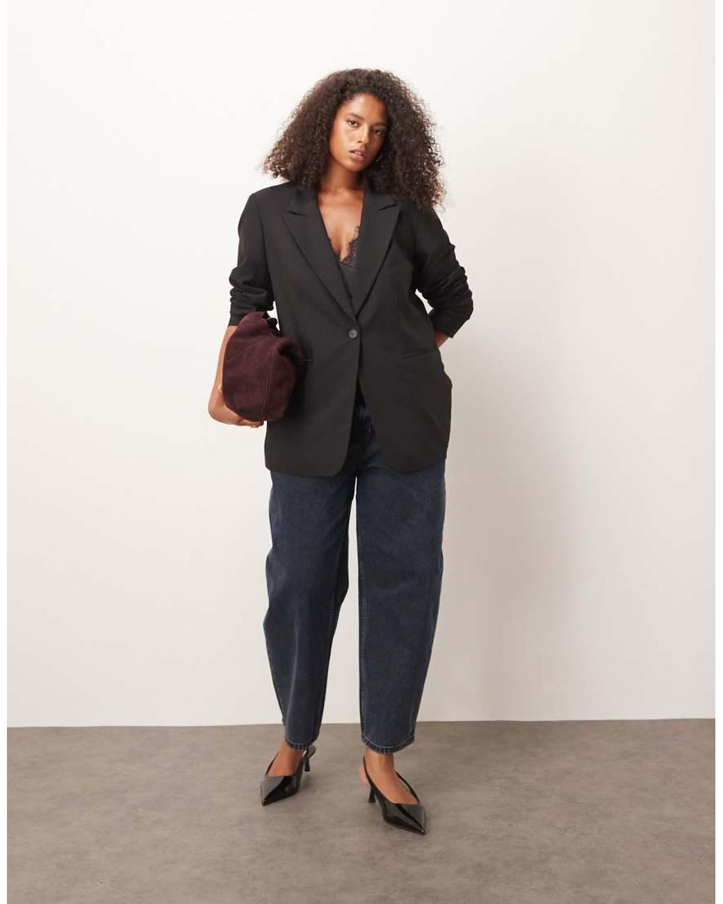 ASOS Black Asos Design Curve Tailored Relaxed Blazer