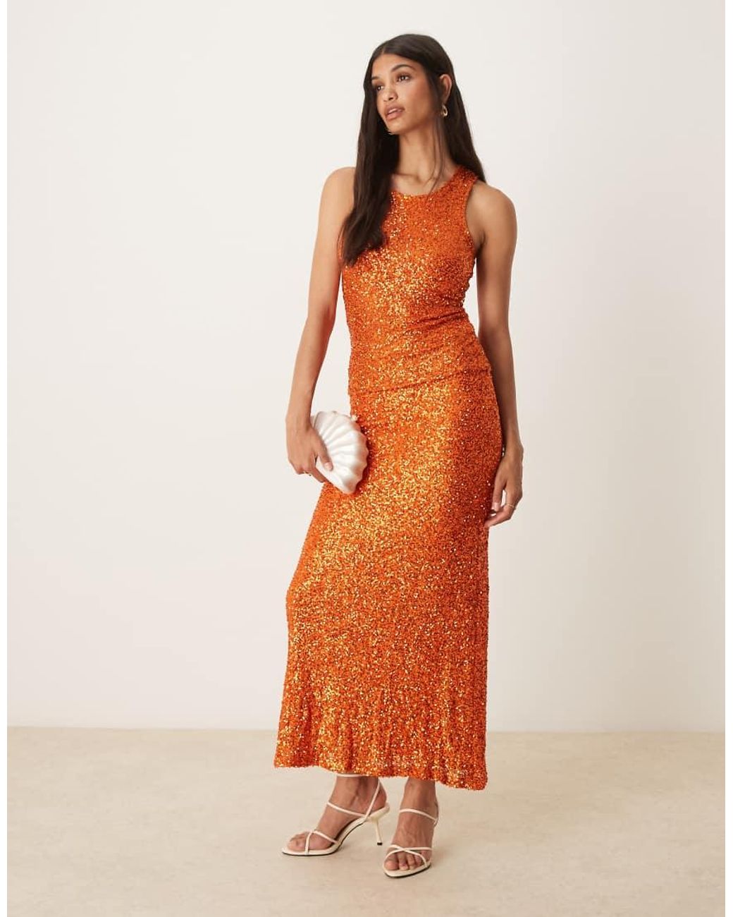 Never Fully Dressed Orange Sequin Tank Top Co-ord