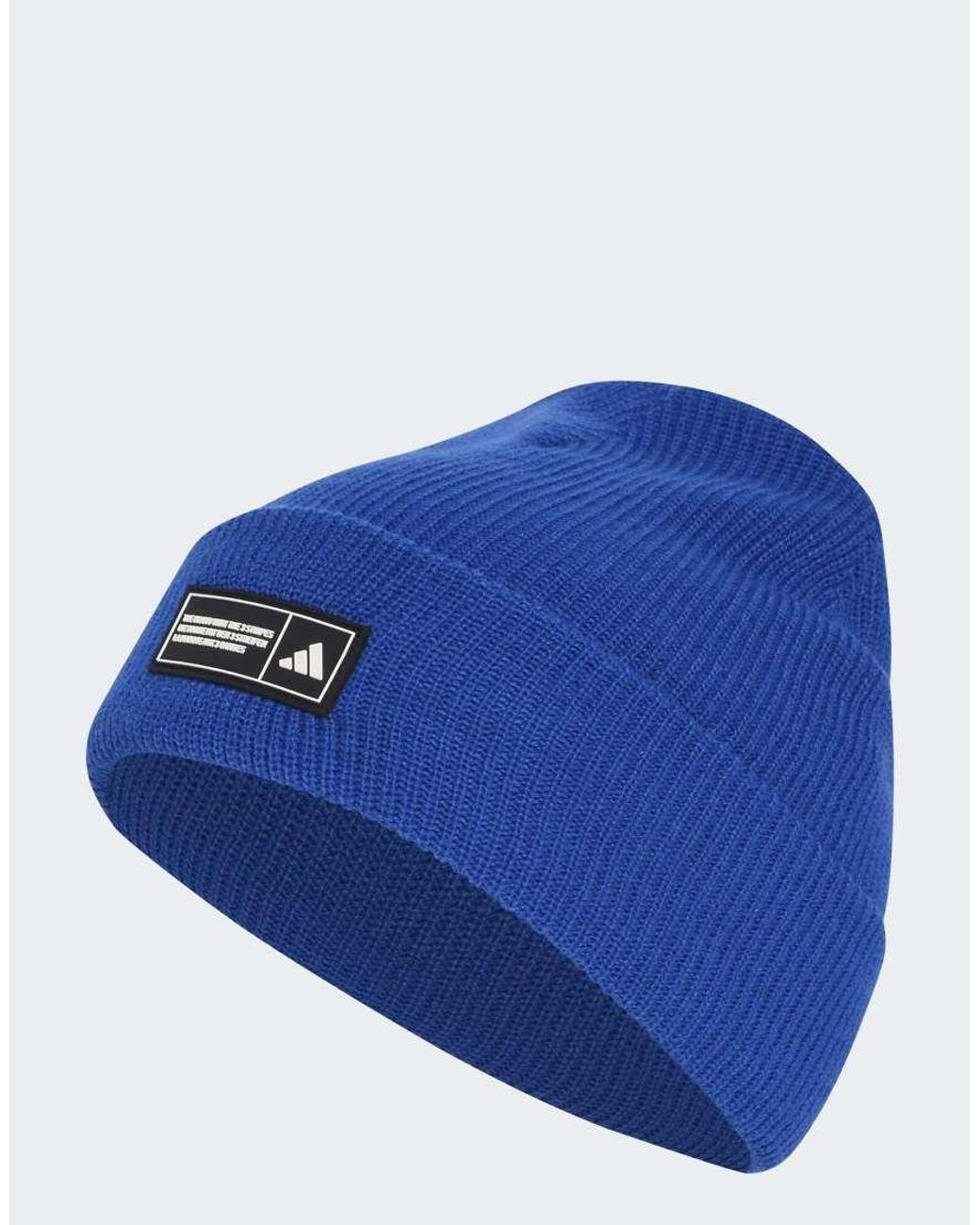 Adidas Originals Blue Essentials Label Beanie Cuffed