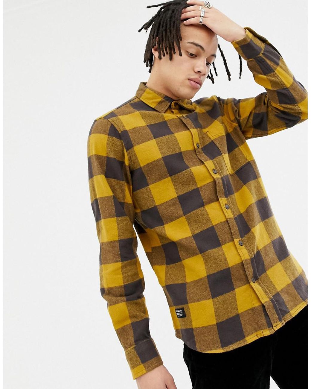 Pull&Bear Flannel Shirt In Mustard Check in Yellow for Men Lyst UK