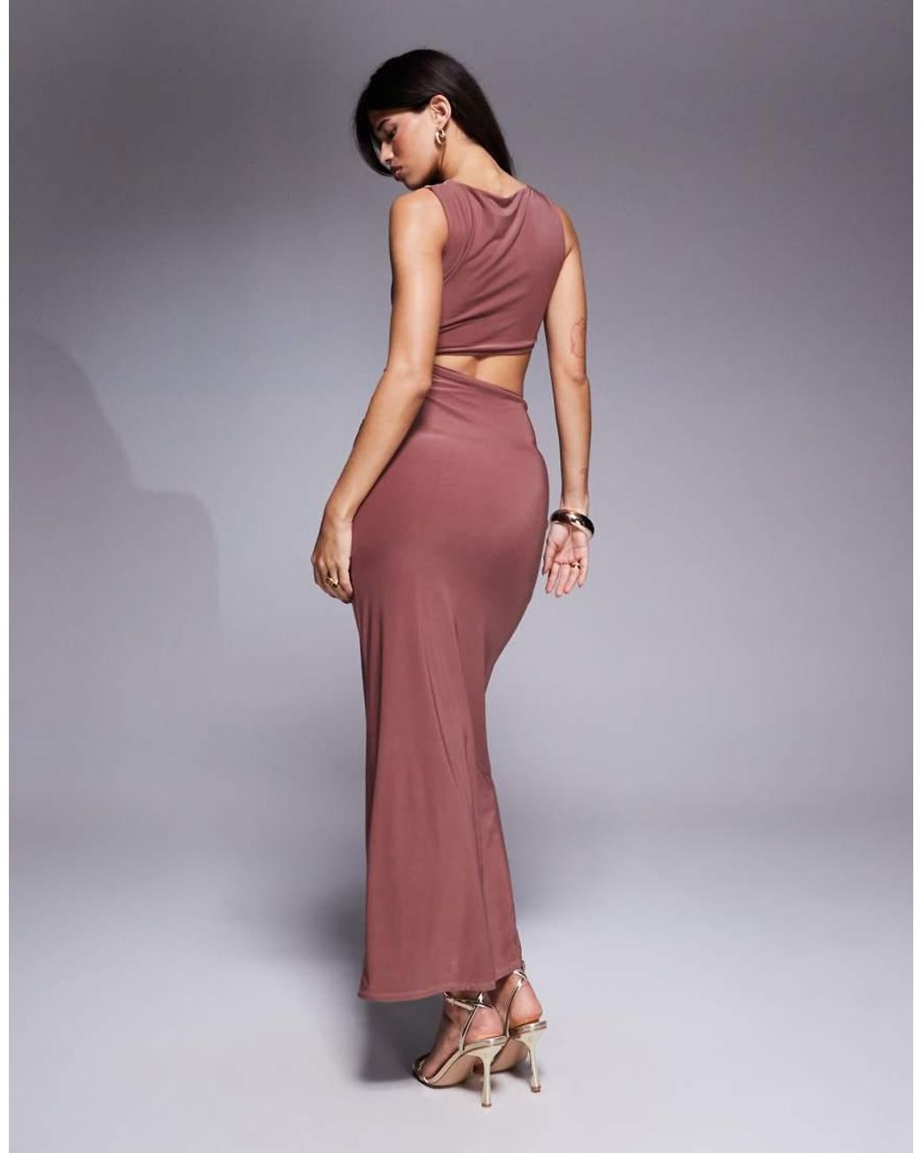 ASOS Purple Sleeveless Cut Out With Hardware Side Detail Maxi Dress
