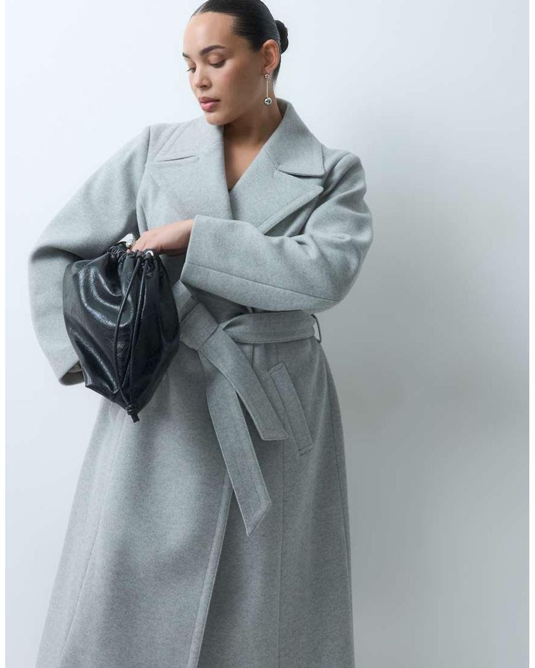 Forever New Blue Wool Feel Belted Structured Coat