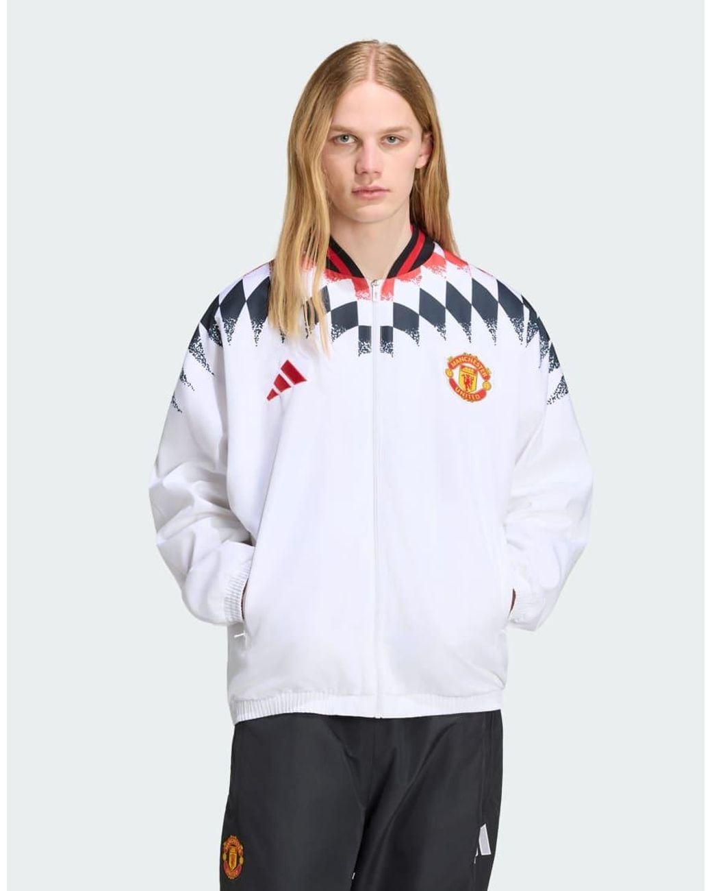 Adidas Originals White Manchester United Stadium Track Top for men