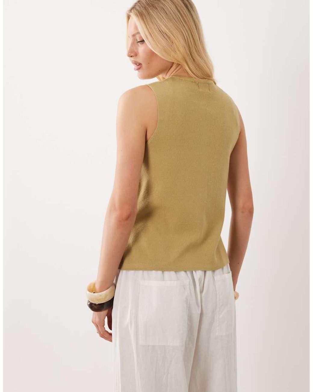 Brave Soul Natural Compact Knit Waistcoat With Contrast Buttons