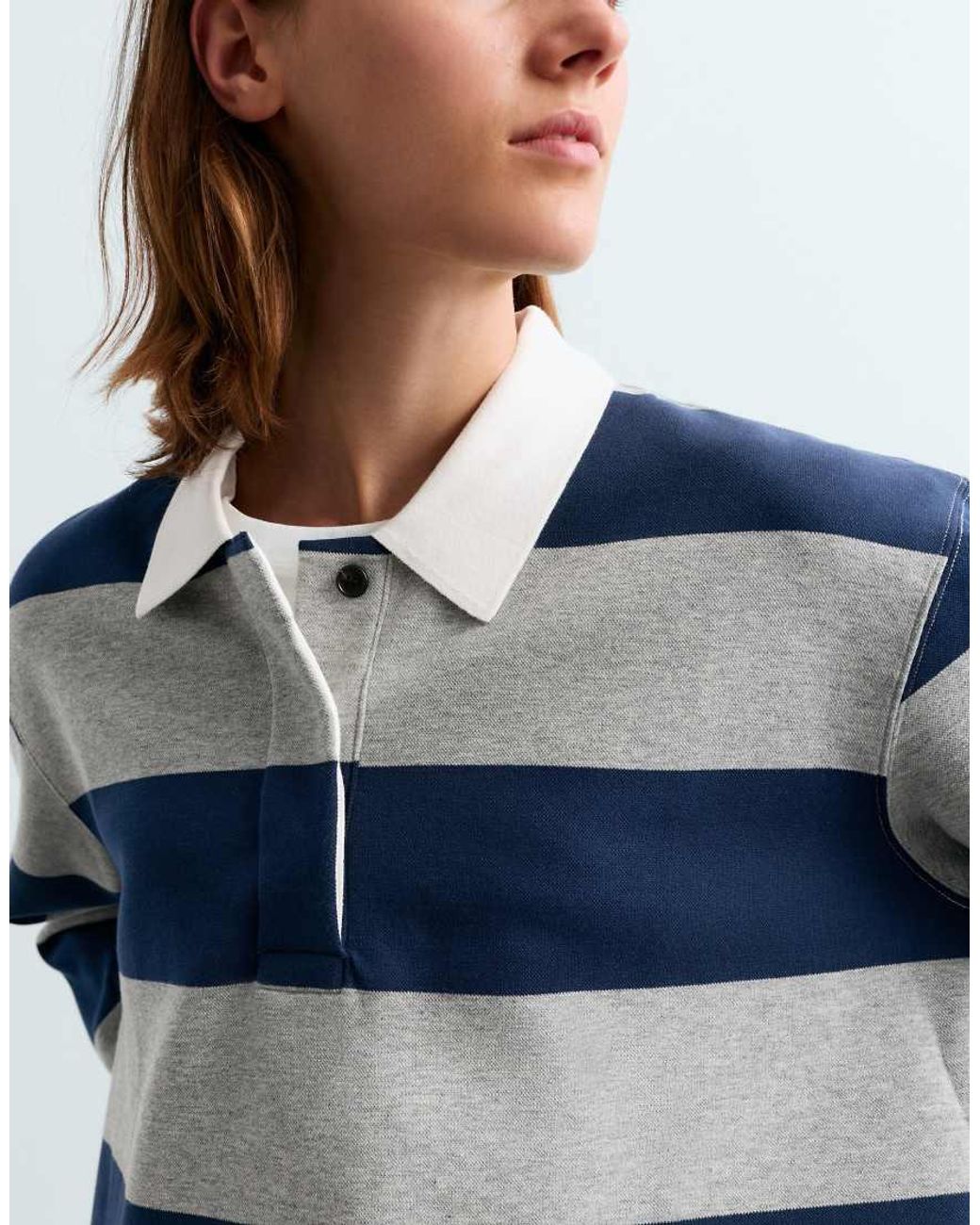 Oysho Blue Jacquard Piqué Polo Shirt